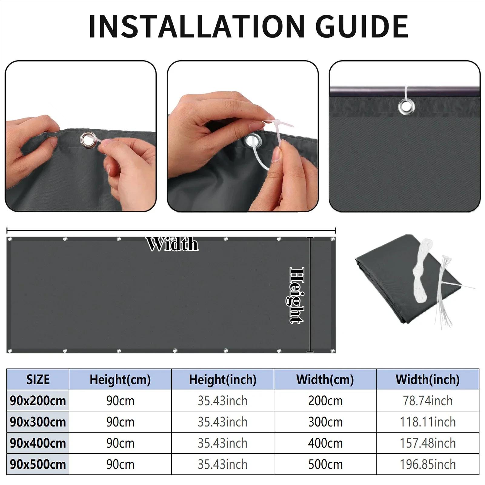 1PC Balcony Privacy Screen Cover Fence Patio Waterproof Shade Cloth UV Protection Shield Deck Shade Sail Garden Porch Pool Decor