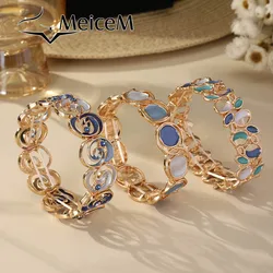 MeiceM Flower Geometric Zinc Alloy Bracelet Elegant Women's Bracelet Fashion Women's Party Jewelry 2025 Valentine's Day Gift