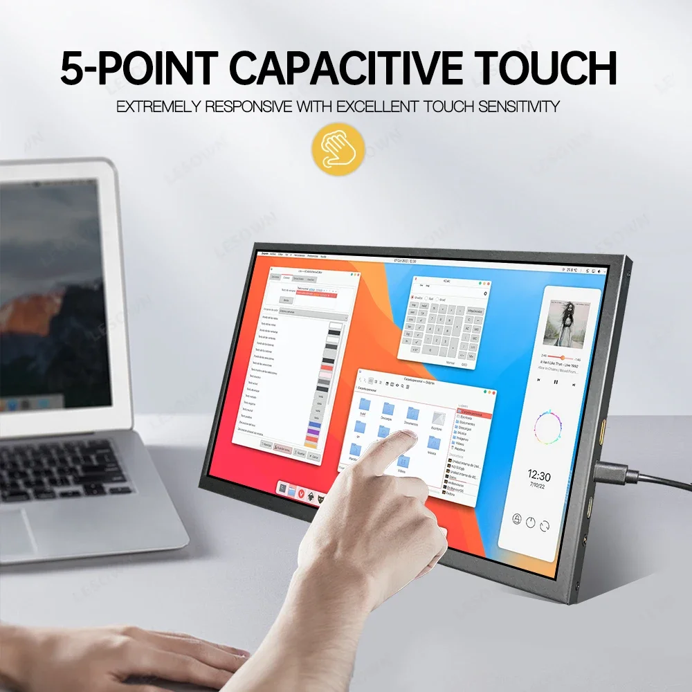 LESOWN 10.1 inch 2560x1600 USB C Portable Monitor 92%sRGB 16:10 HDMI-Compatible IPS Touchscreen Sub Display for Drawing Computer