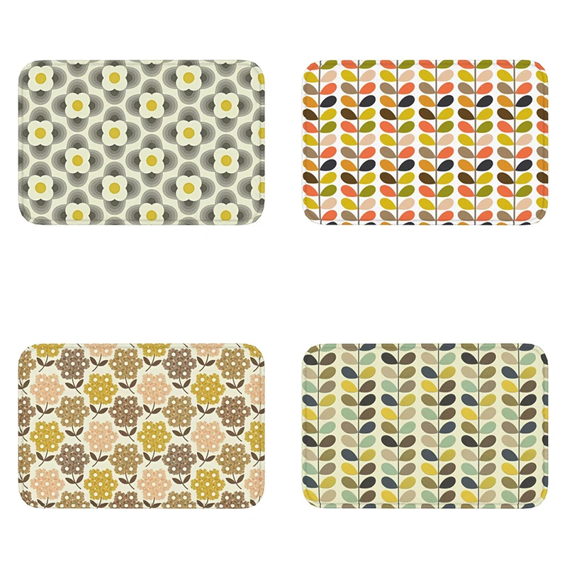 Scandinavian Floral Orla Kiely Door Mat Non-slip Kitchen Bathroom Rug  40*60cm Entrance Toilet Living Room Floor