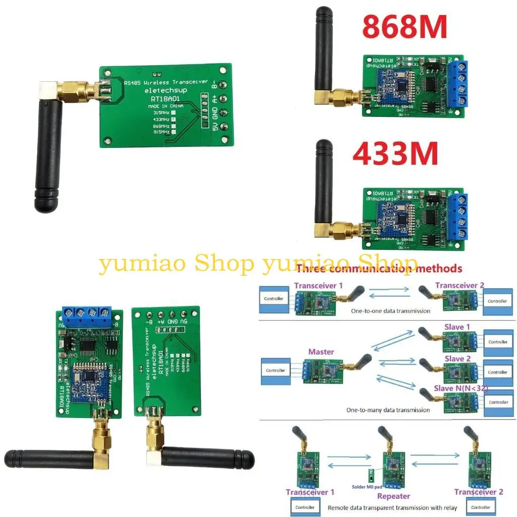 

587B MultiFunction Wireless RS485 Transceiver with Suction Cup Antenna for Modbus Temperature LED Controller and