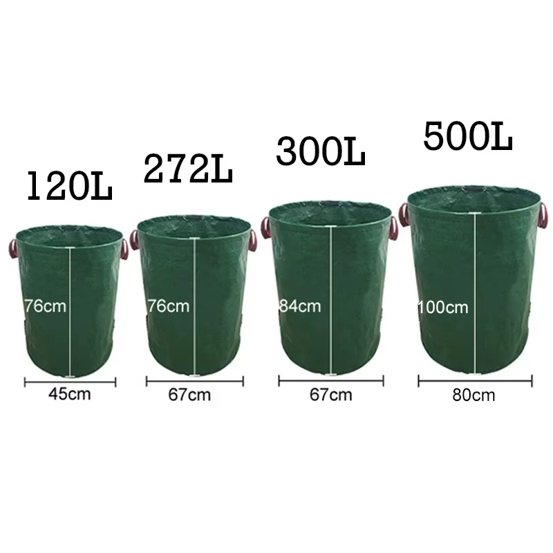 120-500L حديقة ساحة كيس النفايات مع غطاء طوي ورقة جمع سلة المهملات قابلة لإعادة الاستخدام الأوراق المتساقطة في الهواء الطلق البستنة حقيبة التخزين