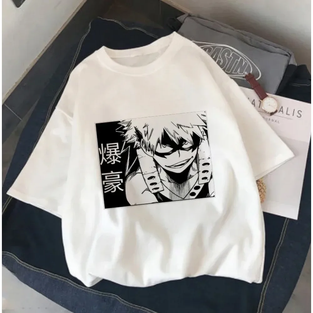 My Boku No Hero Academia Katsuki Bakugou Print Harajuku Top Women\'s T-shirt Casual Ladies Basic O-collar Short Sleeved T-shirts