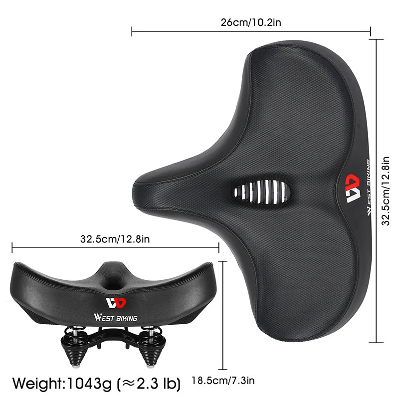 WEST BIKING MTB Gel Comfort Saddle Ultra Wide Electric Bike Scooter Seat Silicone Massage Particle Cycling Shock Absorber Saddle