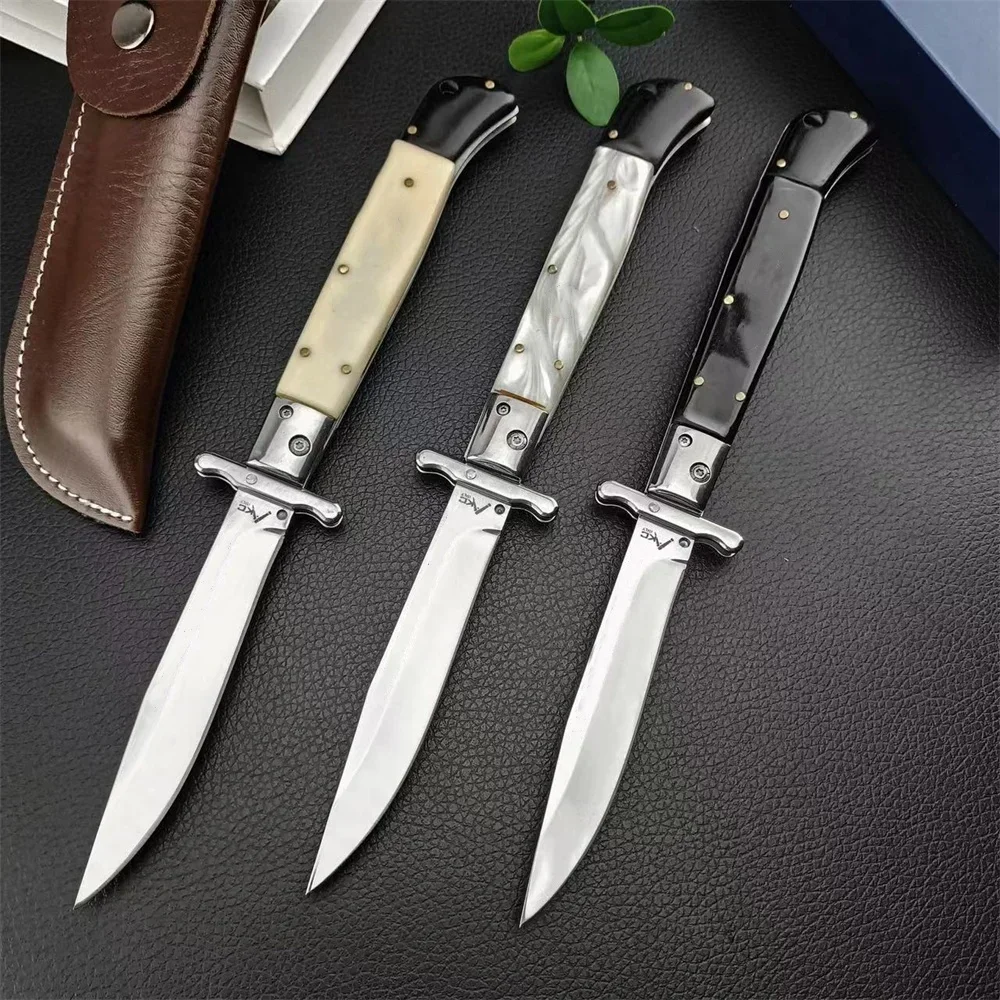 3 Styles Folding Pocket Knives 440C Blade Resin/Acrylic/Shell Handles Outdoor Hunting Portable EDC Camping Survival Tools