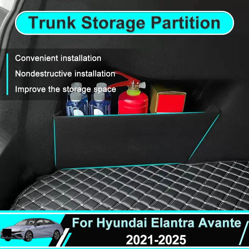 

For Hyundai Elantra Avante CN7 2021~2025 2022 Car Trunk Storage Partition Box Side Storage Auto Part Interior Tools Rear Sorting