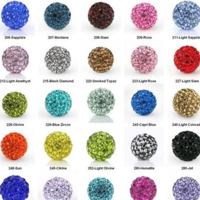 50pcs/lot 4 6 8 10 12mm Rhinestone Ball Beads Clay Paved Crystal Disco Spacer Beads For DIY Jewelry  Necklace Bracelet j5