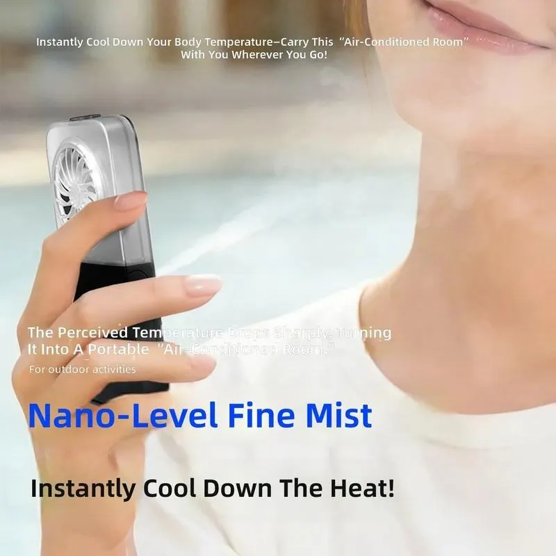 for 2026 New Handheld Spray Fan Compact Portable Digital Display USB Outdoor Humidification Hydration Mini Fan