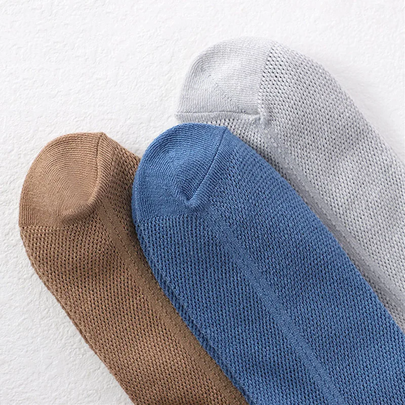 6 Pairs Men High Quality Pure Cotton Sports Socks Summer Thin Mesh Breathable And Comfortable Black And Ankle Invisible Socks