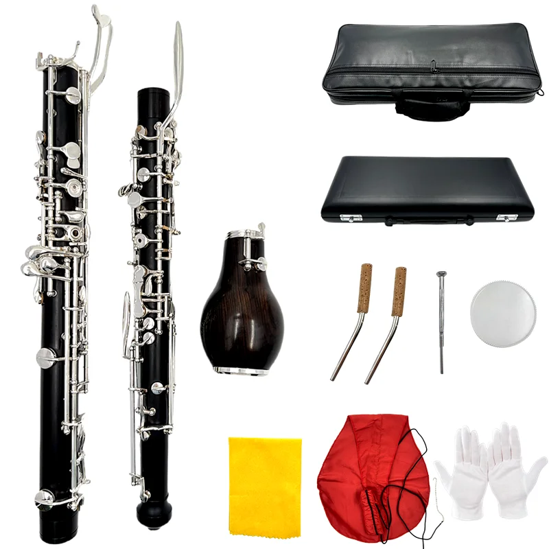 

English horn Indonesian Class A ebony F key Alto Oboe Solid wood ,Silver-plated Keys Woodwind cloth plush velvet lined