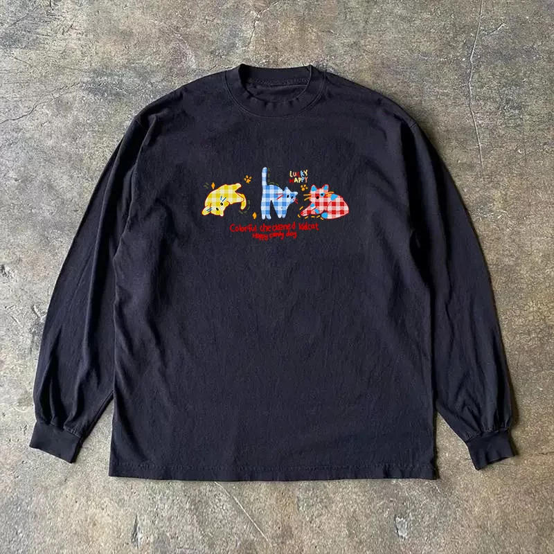 Heavyweight 300g Pure Cotton Long Sleeve American Street Style T-Shirt Versatile Streetwear Perfect for Summer And Spring