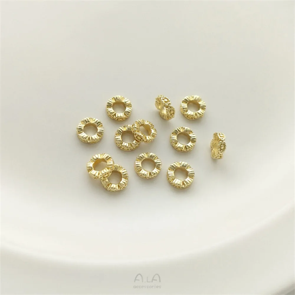 14K Light Gold 18K Gold White Gold Lace Edge Wreath Spacer Handmade Bead Ring String Bracelet Necklace Accessories