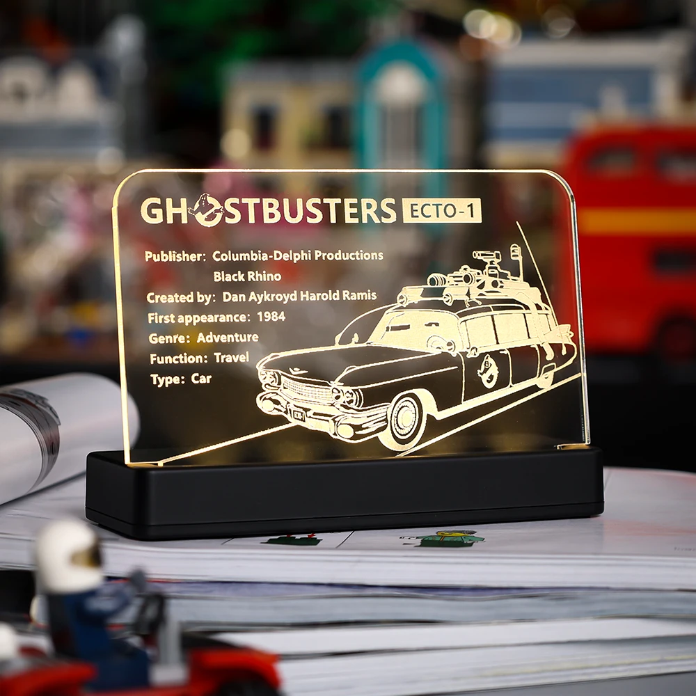 LED Light Acrylic Display Plate Nameplate For 10274 ECTO-1 Creator Ghost Busters not Inlclude the Block Model