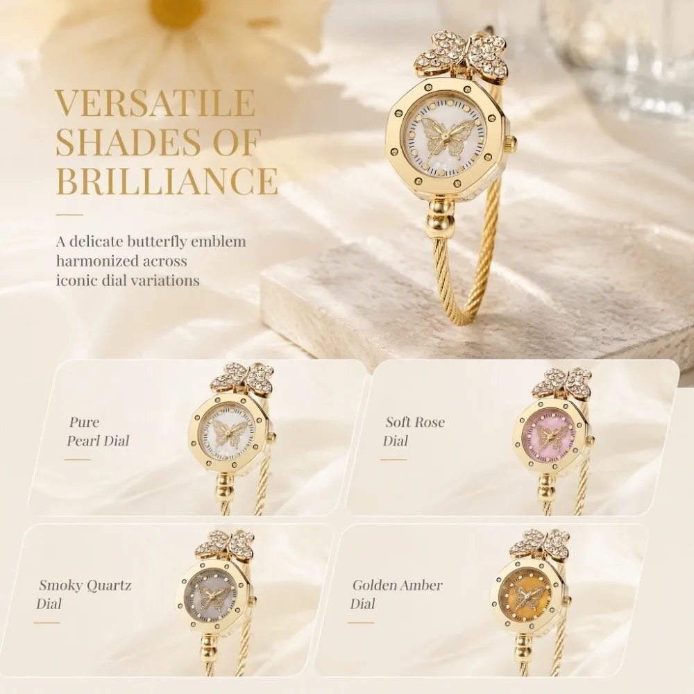 Exquisite Women's Bracelet Watch Luxury Vintage Butterfly Quartz Wristwatch Waterproof Quartz Movement Vintage Female Clock