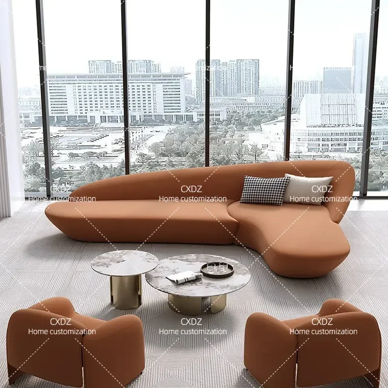 Modern Curved Corner Sofa Set for Hotel Lobby Meeting Room Club Hall Reception Area Office Lounge Furniture Combination