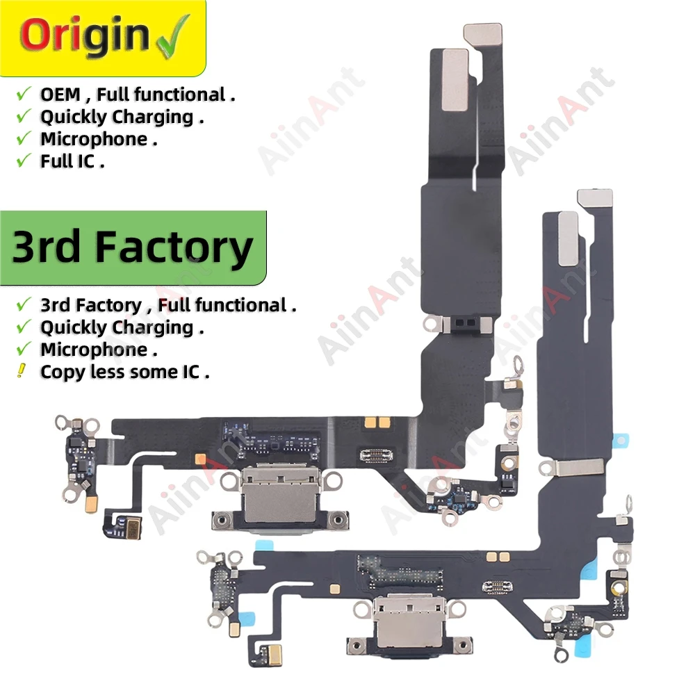 OEM Microphone Ribbon USB Dock Charger Charging Connector Port Flex Cable For iPhone 16 Repair Parts