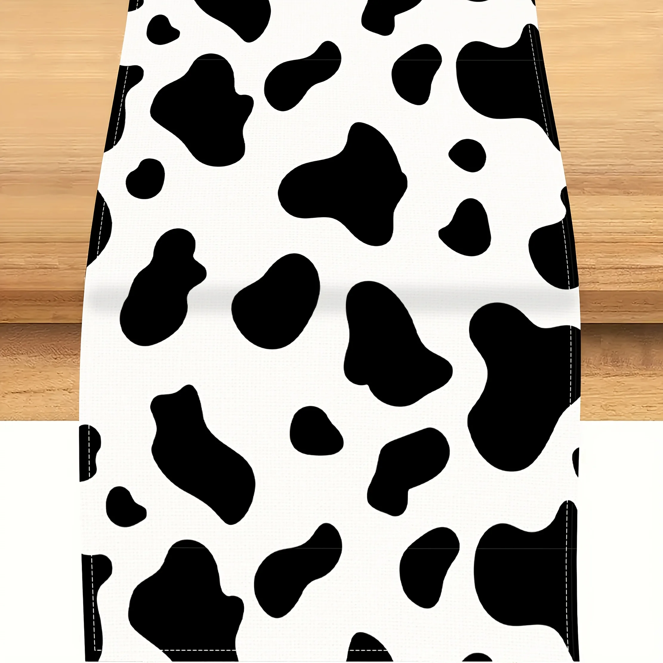 Black White Cowhide Print Linen Table Runner Dresser Scarves Table Decor Cowboy Themed Dining Table Runner Holiday Party Decor