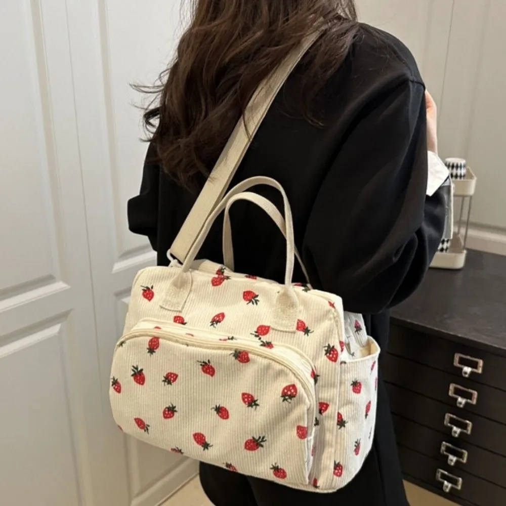 Large Capacity Corduroy Hand-Held Bag Wear-Resistant High Aesthetic Single Shoulder Bag with Handle Waterproof