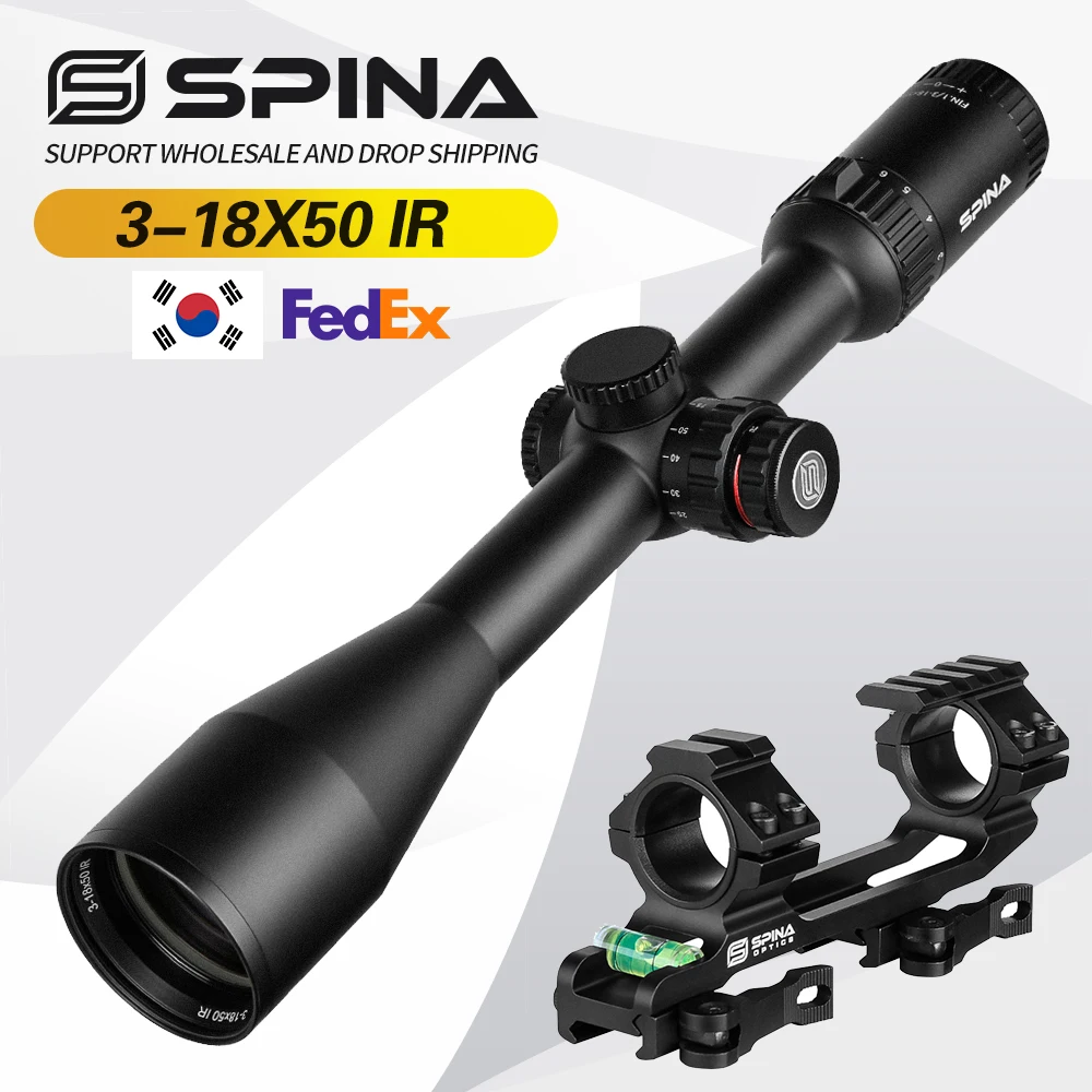 

Тактический Оптический прицел Spina Optics 3-18x50 SF, оптический прицел с гравировкой в красную и зеленую точку, длинный выход, школьник для охоты с креплением QD