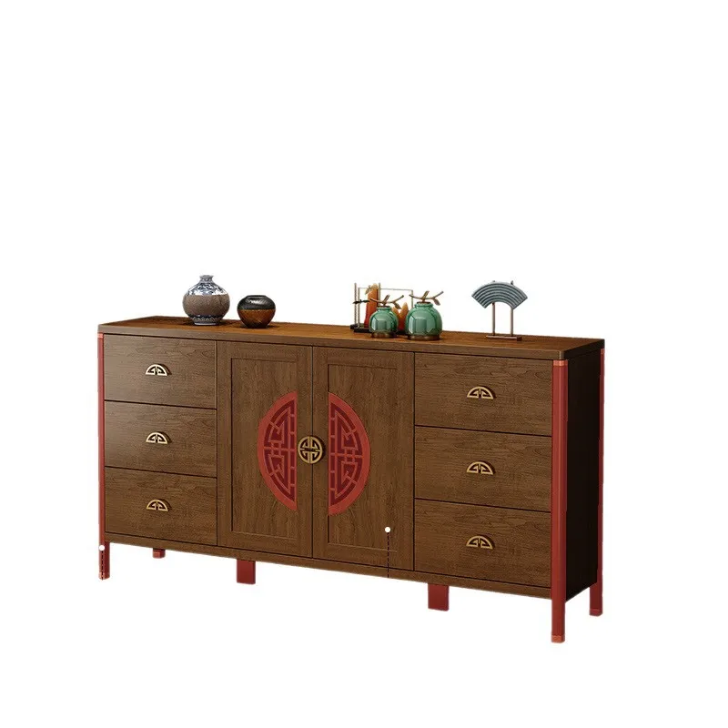 

New Chinese style, side cabinet, wine cabinet, solid wood, storage, against the wall, integrated, storage