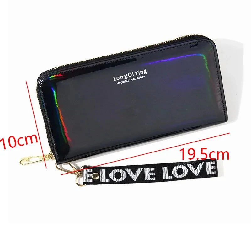 Women's Long Wallet Laser Holographic Wallet Ladies Pu Purse Fashion Female Clutch Large Capacity Zipper Purses Phone Purse