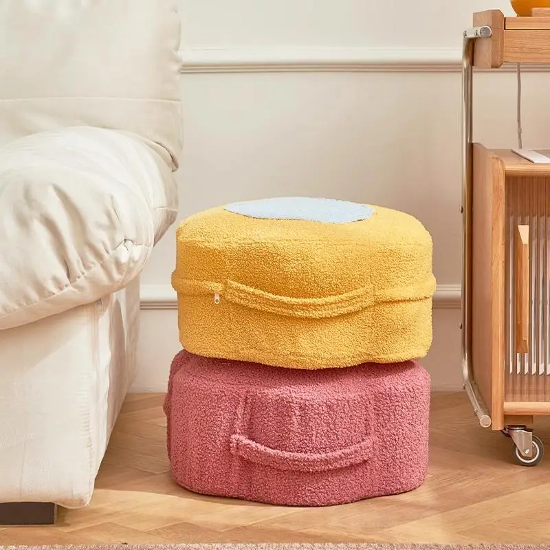 *modern Home Decor Upholstered Round Ottoman Accent Stool For Living Room Bedroom Coffee Table