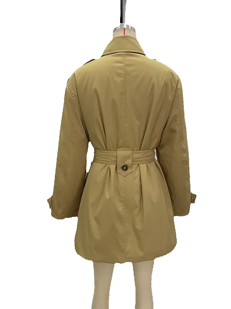 ملابس خارجية للشارع لخريف 2025 معطف متوسط الطول بياقة واقفة وأكمام طويلة وصدر واحد