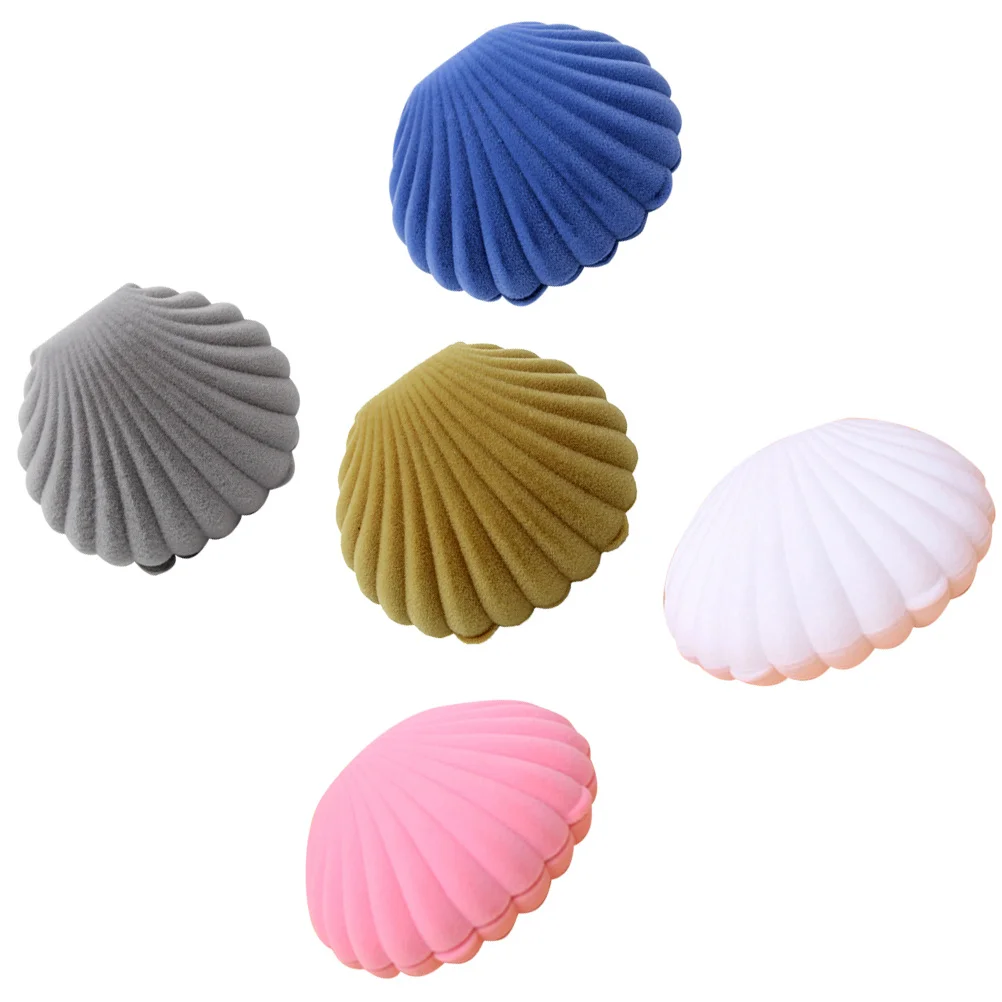 

5Pcs Shell Jewelry Box Elegant Compact Lightweight Ring Storage Case for Small Jewelry Wedding Birthday Gift Holder White Pink