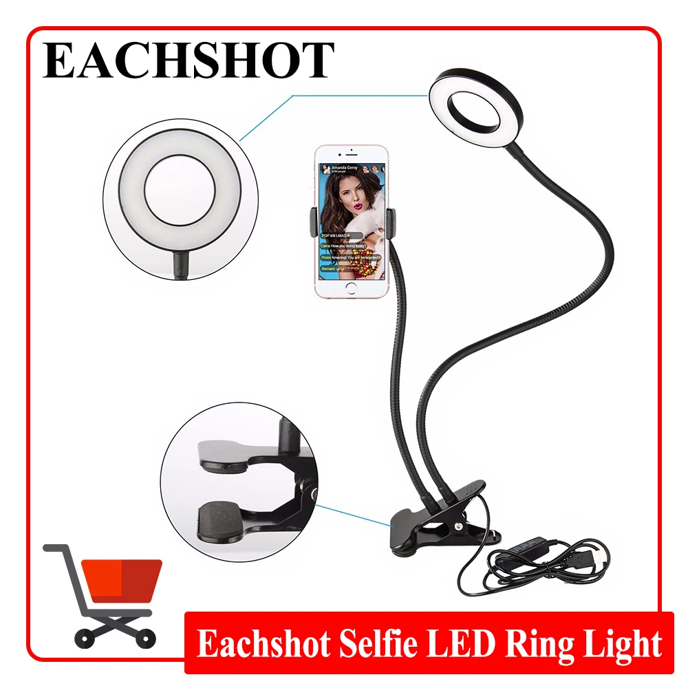 Кольцевой светильник для селфи с ленивым кронштейном, держатель для телефона, Гибкие Длинные ручки для iphone, Samsung, Xiaomi, HUAWEI, TikTok, прямая трансляция на Youtube