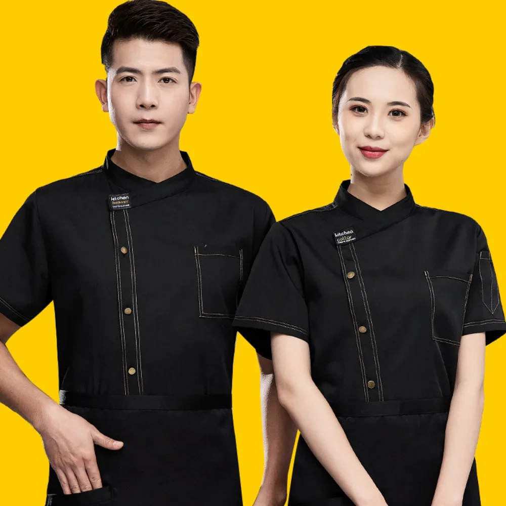 요리사 작업복 반팔 남성 의류 여름 베이킹 및 식사 주방 호텔 매점 의류 얇은