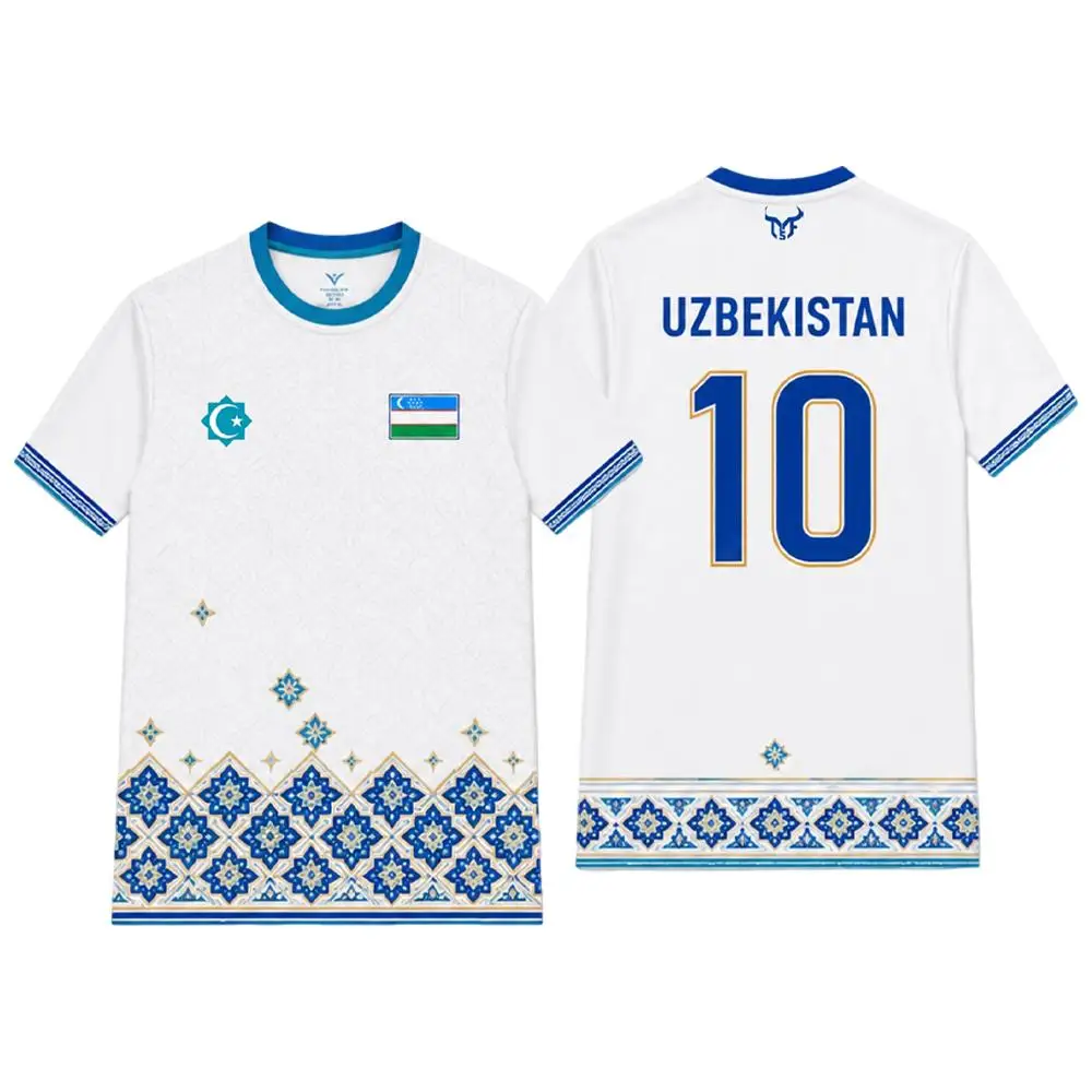 Maillot de football imprimé drapeau de l'Ouzbékistan, uniforme d'entraînement respirant et à séchage rapide pour toute la famille, t-shirt graphique traditionnel