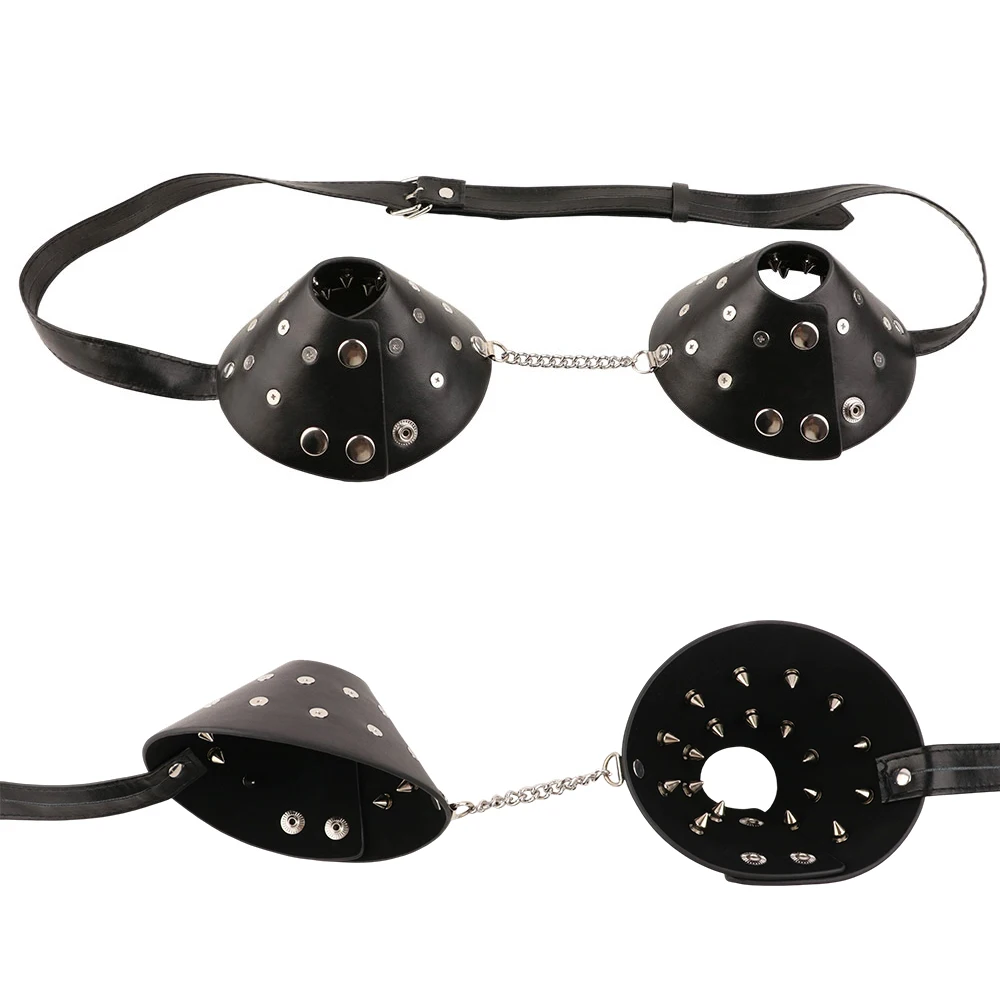 QKKQ Female Chest Stimulator With Round Headed Nail Wearable Leather Wearing Chain Breast Massager Women Masturbation Sex Toys