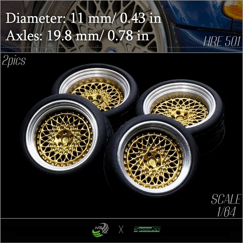 1/64 Speedcg Metal Outer Ring Wheels with Rubber Tires Luxury Model Car Racing Vehicle Modified Parts Tomica Model Car Toy 1/64