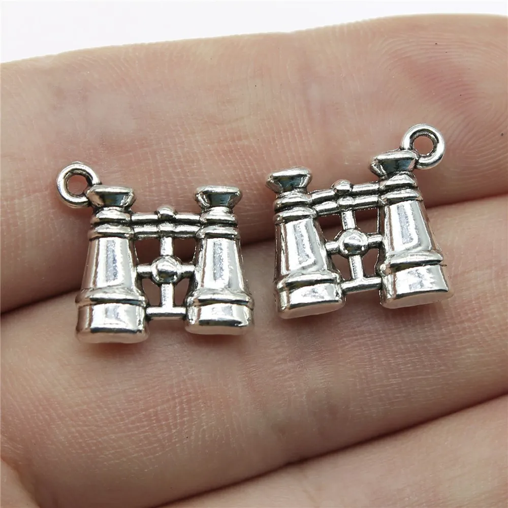 WYSIWYG 10pcs Charms Double Sided Telescope 15x15mm Antique Silver Color Pendants Making DIY Handmade Tibetan Finding