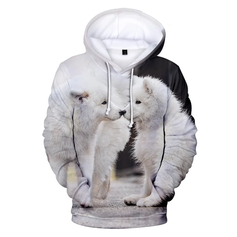 Cute Animal Dog Samoyed Hoodies 3D Print Men Sweatshirt Girls Casual Harajuku Jacket Streetwear Long Sleeves Autumn Coat