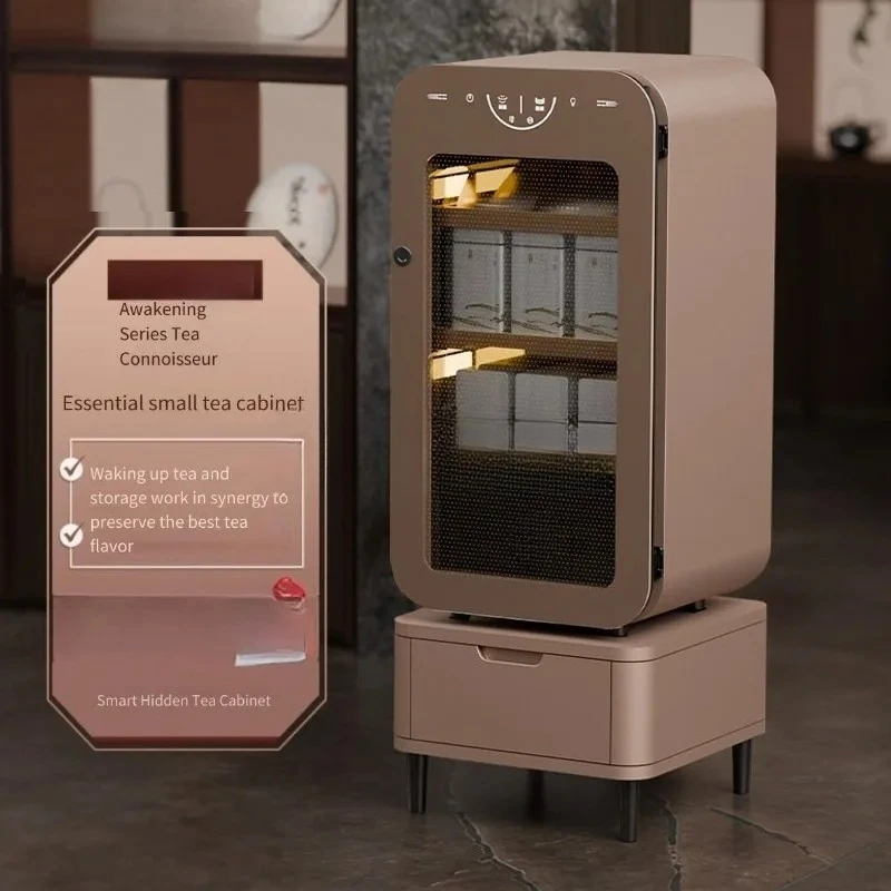 Smart Tea Cabinet For Pu'er White Black Oolong Tea Awakening Storage Home Office Multi Layer Display Organizer With Slide Drawer