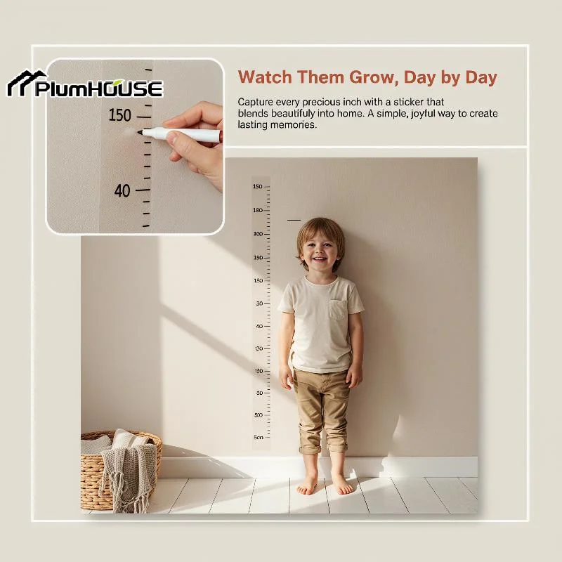 Kids Height Wall Sticker Child Growth Tracker Adhesive Wall Decal Height Measuring Ruler Chart Sticker For Bedroom Wall Decor