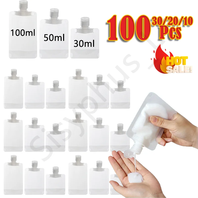 30/50/100ml Refillable Packaging Bags Travel Essentials Lotion Cosmetics Shampoo Shower Gel Portable Bags Makeup Fluid Bottles