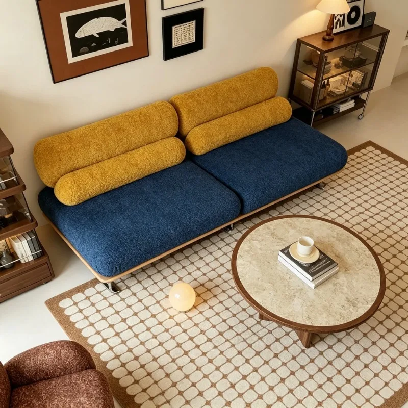 Minimalist building block sofa living room small apartment combination module sofa, straight row three-person removable