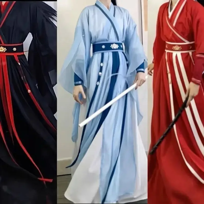 

New Wei Jin Style Ancient Costume Adult Cross Collar Lotus House Cosplay Daily Chinese Style Unisex Han Dress