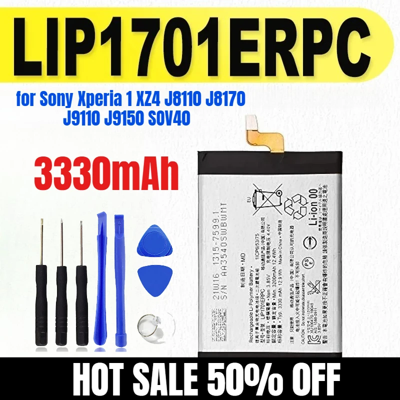 

3330mAh LIP1701ERPC for Sony Xperia 1 XZ4 J8110 J8170 J9110 J9150 SOV40 Phone High Quality Battery + Free Tools