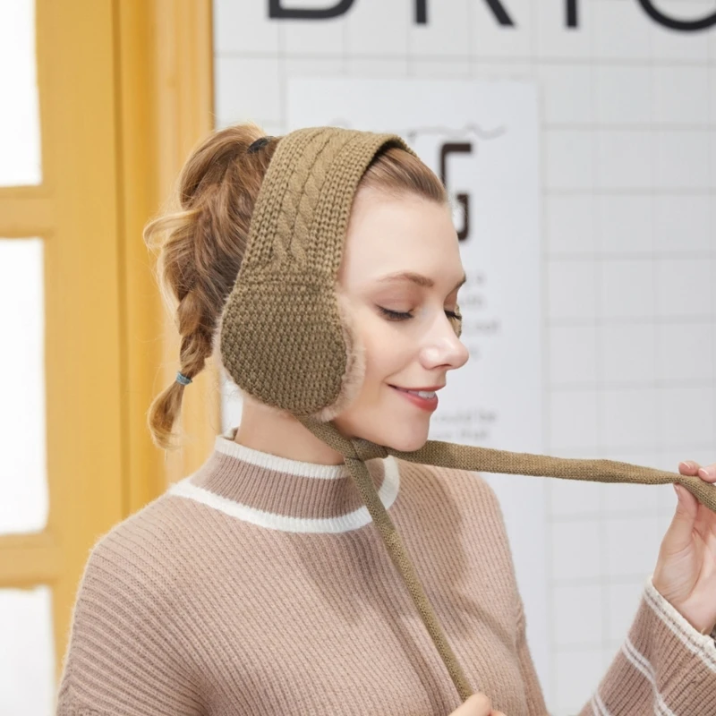 Macio estiramento inverno quente cabo malha orelha mais quente bandana crochê orelha mais quente bandana malha earmuffs para crianças