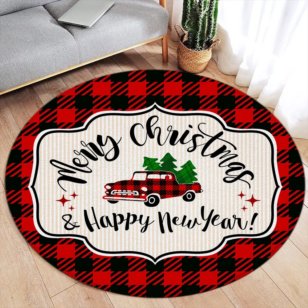 

Snowman Merry Chistmas Round Mat Home Carpet Happy New Year Xmas Theme Party Decor Bedroom Living Room Sofa Floor Area Rug