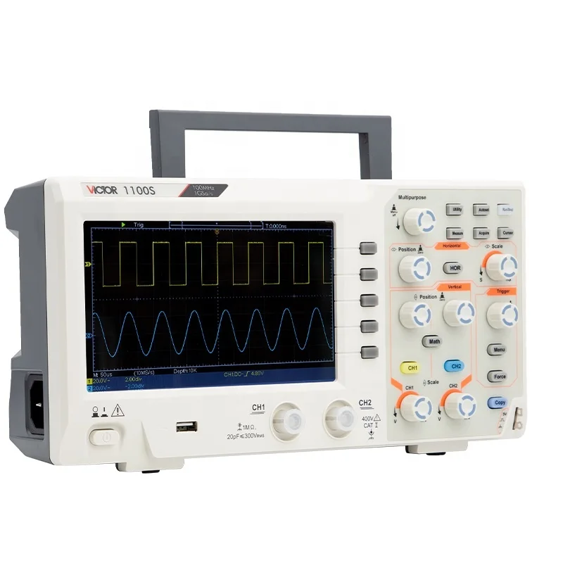 Digital Oscilloscope Meter Desktop Oscillograph Oscillometer 7 Inch TFT LCD Screen 2CH+1CH Channels 100MHz analog oscilloscope