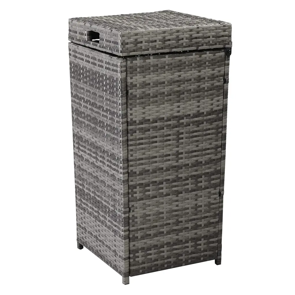 

26.7 Gallon Hideaway Can, Outdoor Wicker Trash Bin Rattan Patio Waste Basket With Lid, Wicker Recycling Basket Patio Trash Can