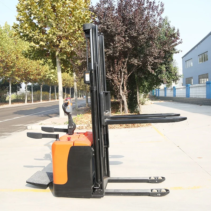 Electric Automatic Forklift Truck Fork Lift Hand Stacker Pallet Stand-on Walking Lift Forks