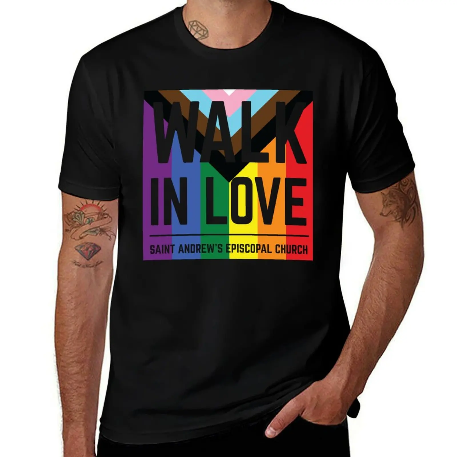 Pride Walk in Love ? Saint Andrew's Episcopal Church T-Shirt Quick Dry Training Short Sleeve Tee T-Shirt