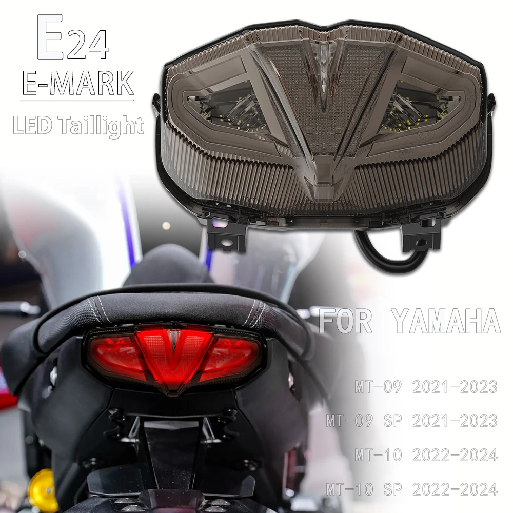 E24 LED Taillight For Yamaha MT-09 SP MT09 MT 09 2021-2023 MT-10 MT10 2022-2024 Motorcycle Rear Tail Brake Light Lamp Indicators