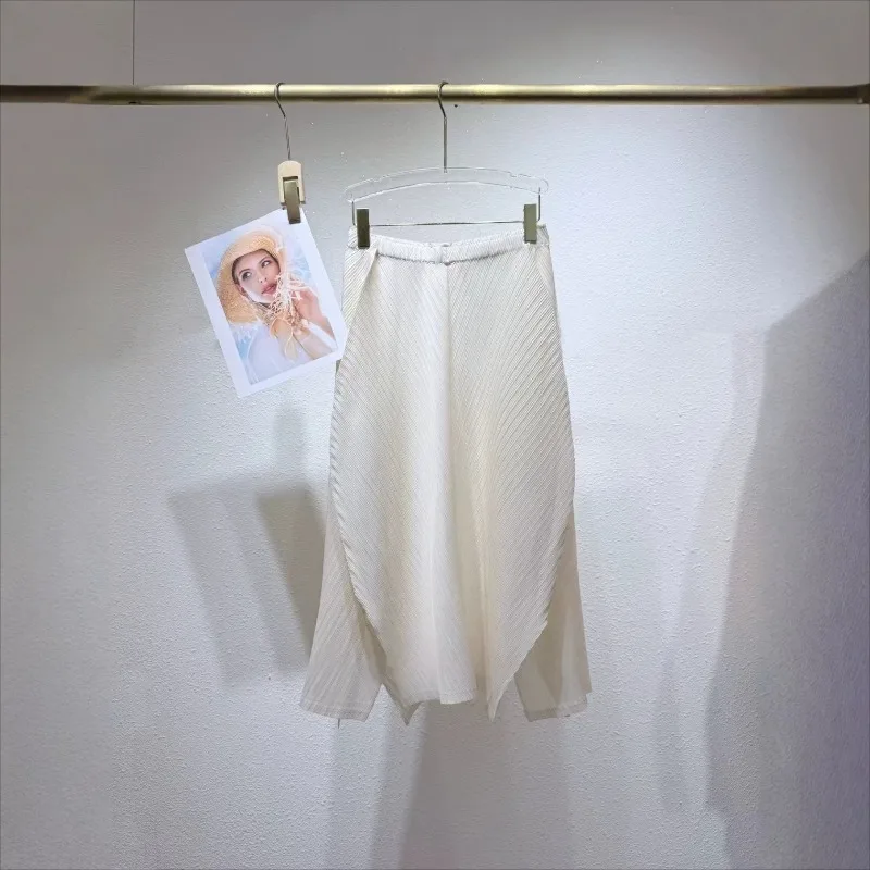 Miyake Pleated Skirt Plisse 2026 Summer New Simple Design Solid Color Casual Elegant Versatile Slim Fit Puff Skirt Fold Clothing