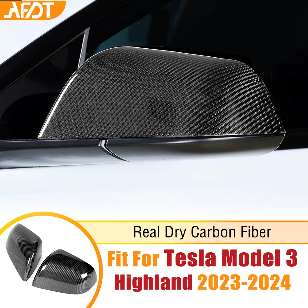 AFDT Model 3 Carbon Fiber Mirror Cover 2017-2023 Car Rear View Side Mirror Caps For Tesla Model 3 Highland 2024